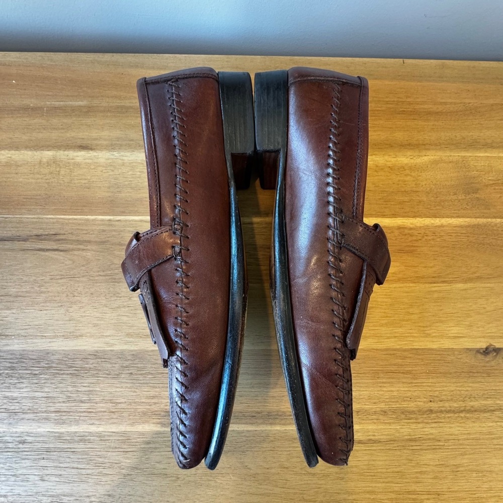 Stacy Adams Men 10 M Brown Leather Kiltie Tassel Loafer 25985 Comfort Plus - Picture 6 of 16